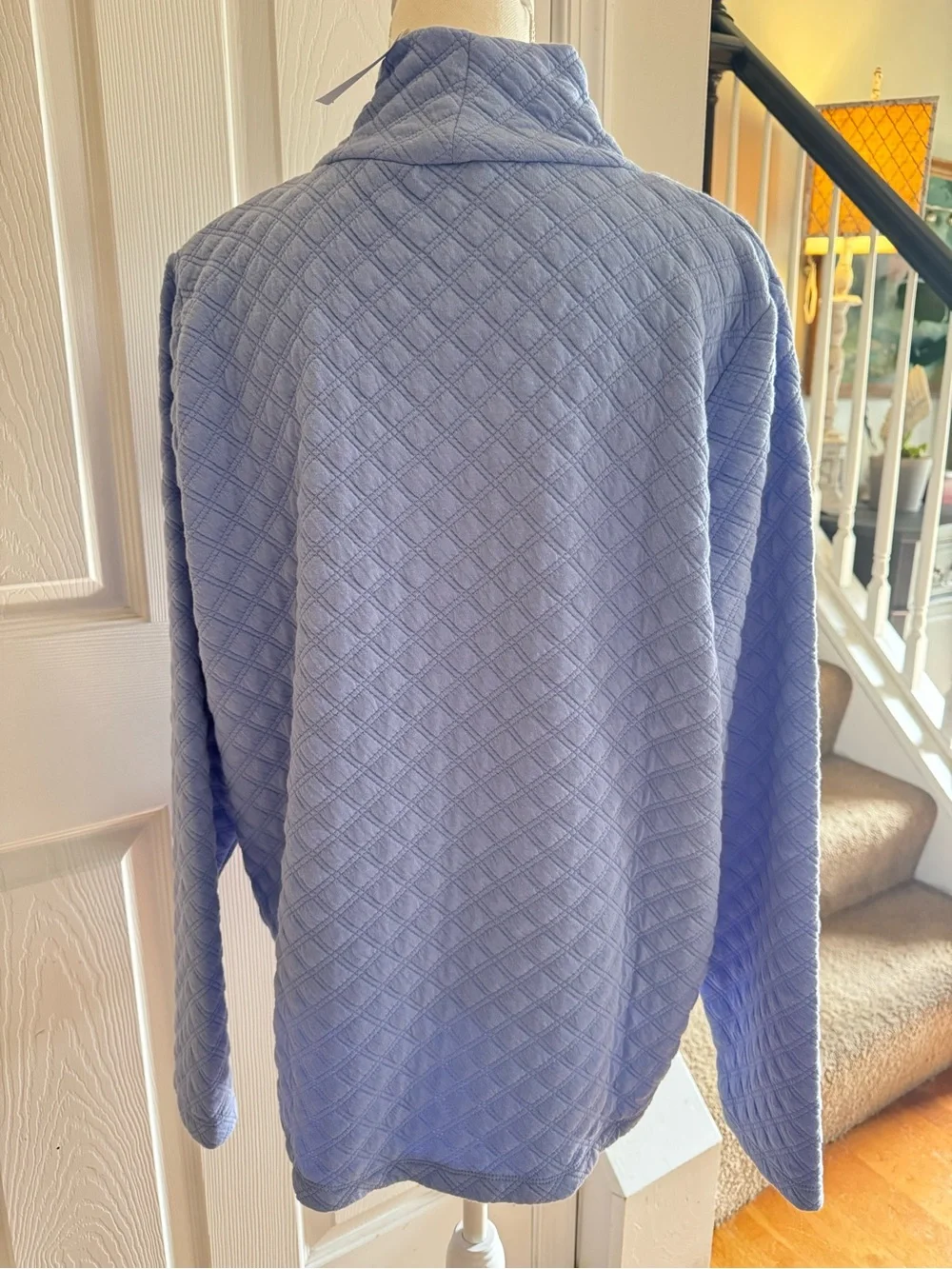 J. Crew Quilted Mockneck Pullover in Fountain Mist Size XL NWT
